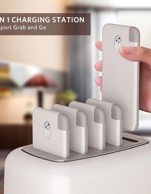 Load image into Gallery viewer, Wireless Charging Station with 5PCS Power Bank, 10000Mah Portable Charger with Built in Cable Compatible with Iphone/Samsung/Android for Home, Office, Bar, Restaurant (White)
