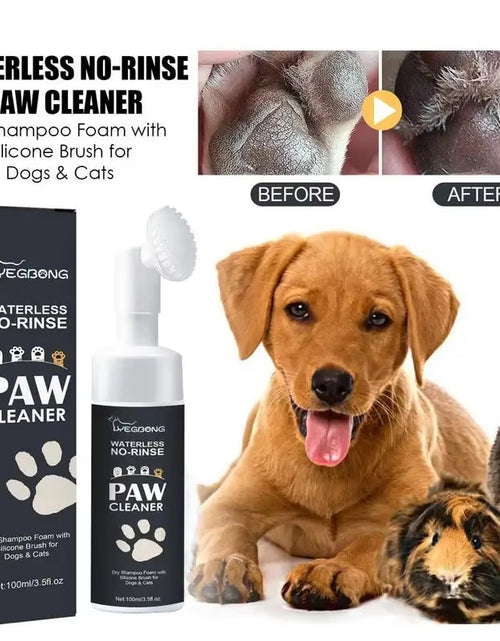 Load image into Gallery viewer, 100Mlpaw Cleaner Foam Dog Claw Cleaner Cat Paw Cleaner Waterless Pet Shampoo with Dog Brush for Rinse-Free Cat Paw Deep Cleanser
