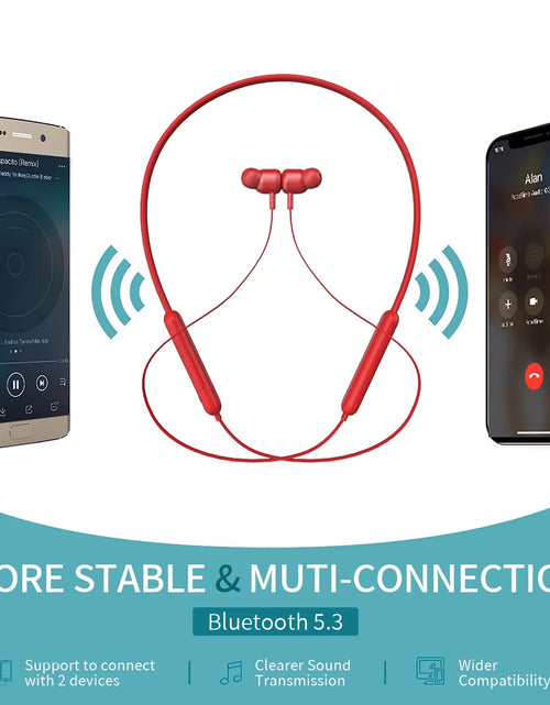 Load image into Gallery viewer, Bluetooth Earbuds Wireless Headphones Bluetooth 5.3 Running Headphones IPX7 Waterproof Earphones with 12 Hrs Playtime Stereo Sound Isolation Headsets for Workout Gym,Red
