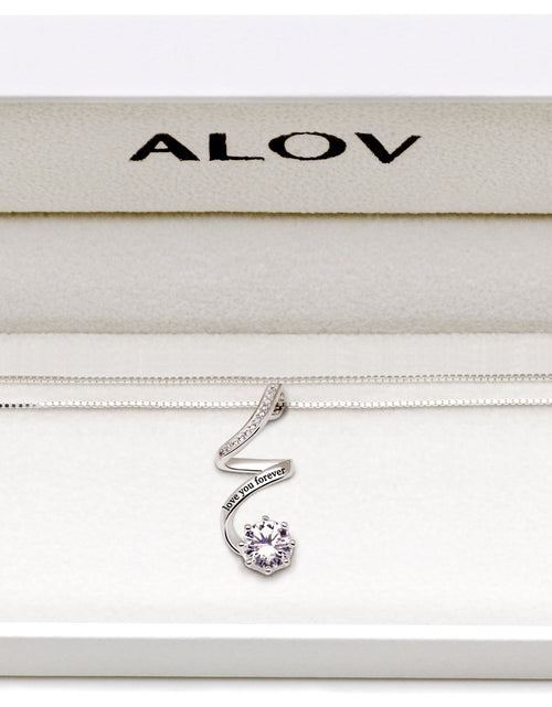 Load image into Gallery viewer, Jewelry Sterling Silver "Love You Forever" Cubic Zirconia Pendant Necklace
