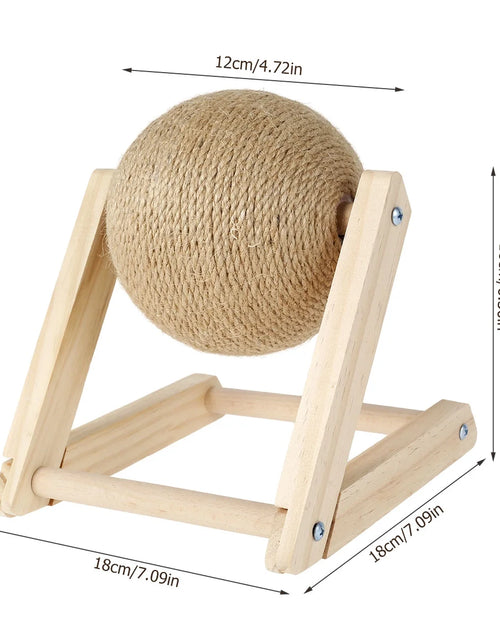 Load image into Gallery viewer, Cat Scratching Ball Natural Sisal Cat Scratcher Toy with Catnip Interactive Solid Wood Scratcher Ball 7X7X6.3 Inch Cat Scratch Post with Rotatable Ball for Indoor Cats and Kitten
