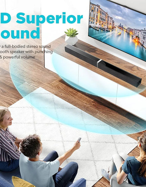 Load image into Gallery viewer, Bluetooth Sound Bar for TV, 50W Sound Bar with 4 Drivers and Remote Control, Home Audio TV Speakers Sound Bar with Arc/Optical/Aux Connect
