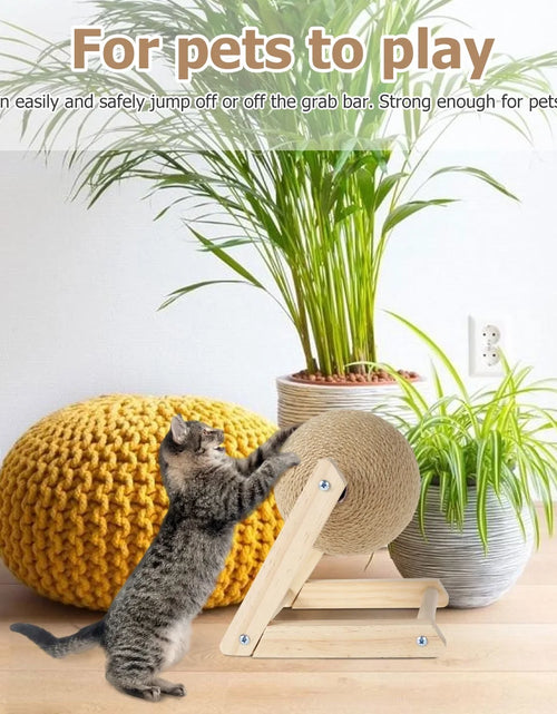 Load image into Gallery viewer, Cat Scratching Ball Natural Sisal Cat Scratcher Toy with Catnip Interactive Solid Wood Scratcher Ball 7X7X6.3 Inch Cat Scratch Post with Rotatable Ball for Indoor Cats and Kitten
