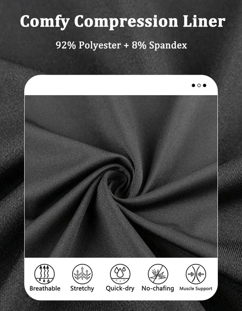 Load image into Gallery viewer, Mens Swim Trunks Stretch Water Beach Shorts with Compression Liner 2 in 1 Quick-Dry Swimming Shorts with Zipper Pockets, Black, L
