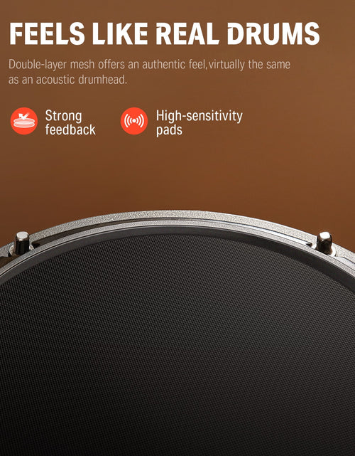 Load image into Gallery viewer, Electric Drum Set for Beginner with 180+ Sounds, Quiet Mesh Kid Child Students Electronic Drum Kit with Heavy Duty Pedals, On-Ear Headphones, DED-80 Gray
