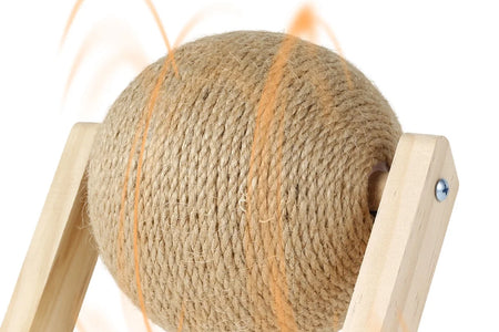 Cat Scratching Ball Natural Sisal Cat Scratcher Toy with Catnip Interactive Solid Wood Scratcher Ball 7X7X6.3 Inch Cat Scratch Post with Rotatable Ball for Indoor Cats and Kitten