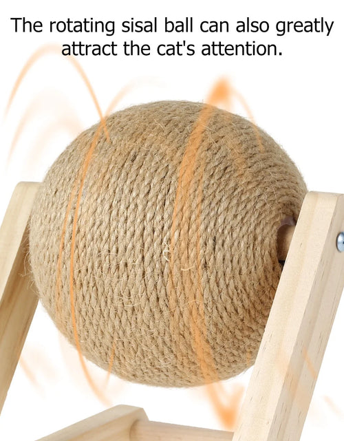Load image into Gallery viewer, Cat Scratching Ball Natural Sisal Cat Scratcher Toy with Catnip Interactive Solid Wood Scratcher Ball 7X7X6.3 Inch Cat Scratch Post with Rotatable Ball for Indoor Cats and Kitten
