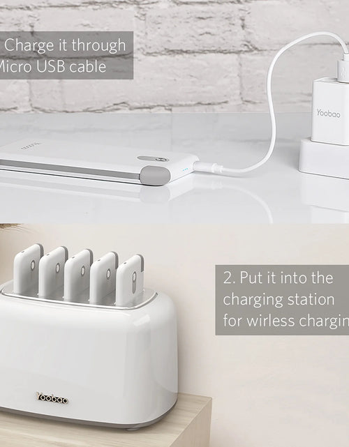 Load image into Gallery viewer, Wireless Charging Station with 5PCS Power Bank, 10000Mah Portable Charger with Built in Cable Compatible with Iphone/Samsung/Android for Home, Office, Bar, Restaurant (White)
