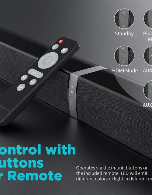 Load image into Gallery viewer, Bluetooth Sound Bar for TV, 50W Sound Bar with 4 Drivers and Remote Control, Home Audio TV Speakers Sound Bar with Arc/Optical/Aux Connect
