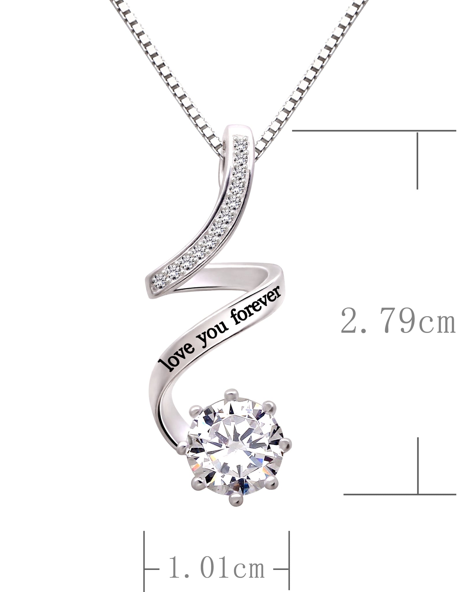 Jewelry Sterling Silver "Love You Forever" Cubic Zirconia Pendant Necklace