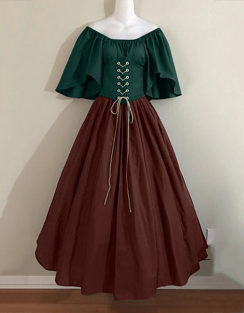 Load image into Gallery viewer, UPPADA Vestidos De Feria Renacentista Para Mujeres Medievales Irlandeses Tradicionales Talla Grande Vestidos Con Volantes Sobre Vestido Corsé Retro Vestido De Cosplay
