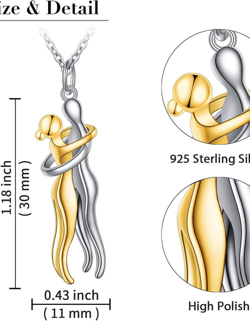 Load image into Gallery viewer, Hug Couple Necklace 925 Sterling Silver Hugging Couples Pendant Jewelry Gifts
