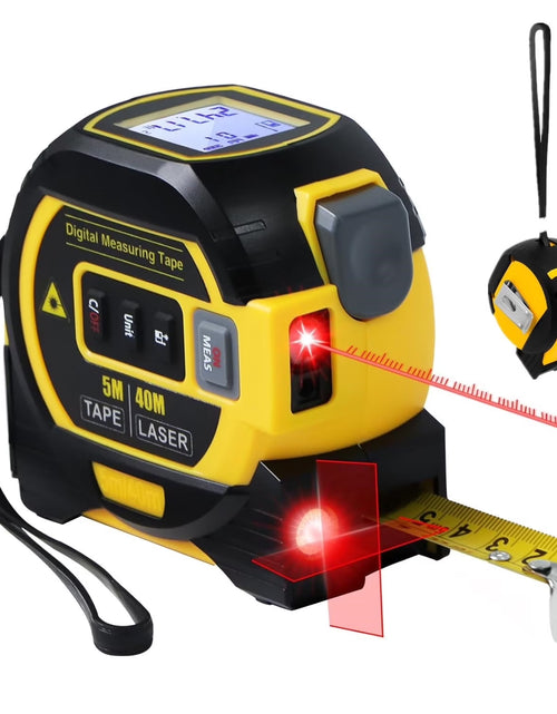 Load image into Gallery viewer, 3 in 1 Digital Laser Tape Measure &amp; Laser Cross Marking 131Ft/40M Laser Distance Meter and 16Ft/5M Autolock Tape Backlight LCD Screen for Indoor and Outdoor Use
