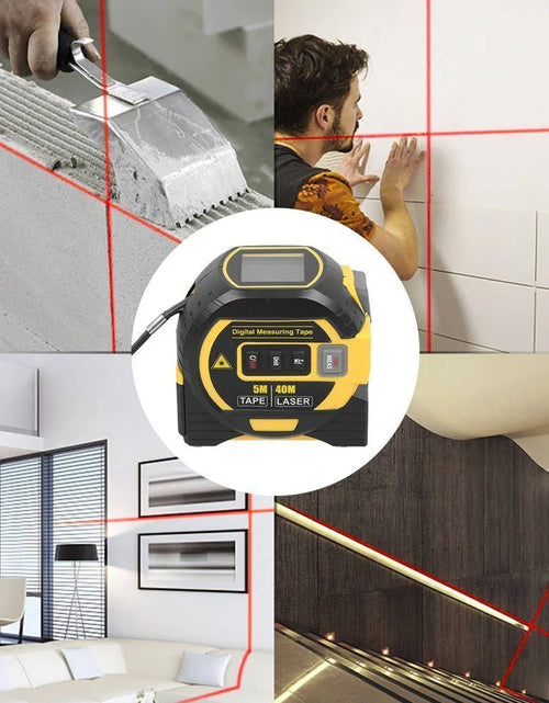 Load image into Gallery viewer, 3 in 1 Digital Laser Tape Measure &amp; Laser Cross Marking 131Ft/40M Laser Distance Meter and 16Ft/5M Autolock Tape Backlight LCD Screen for Indoor and Outdoor Use
