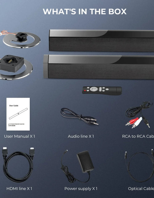 Load image into Gallery viewer, Bluetooth Sound Bar for TV, 50W Sound Bar with 4 Drivers and Remote Control, Home Audio TV Speakers Sound Bar with Arc/Optical/Aux Connect
