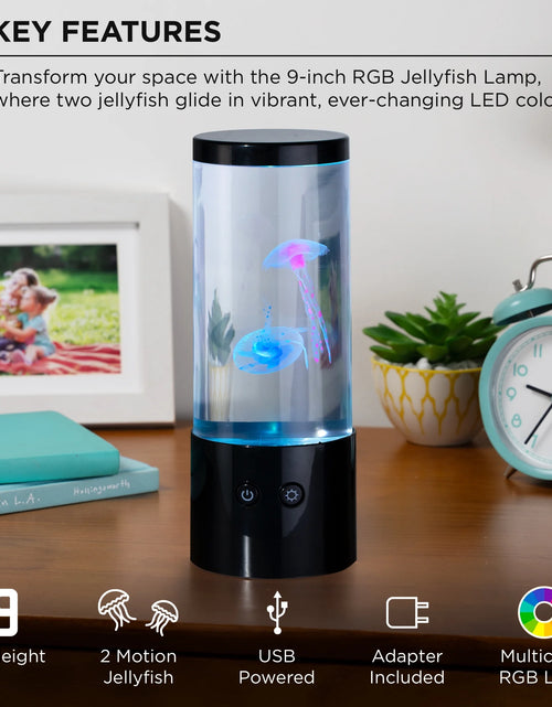 Load image into Gallery viewer, Jellyfish Night Light Lamp Motion &amp; Multicolor Leds - Easy Mode Switching, USB Powered - 9"
